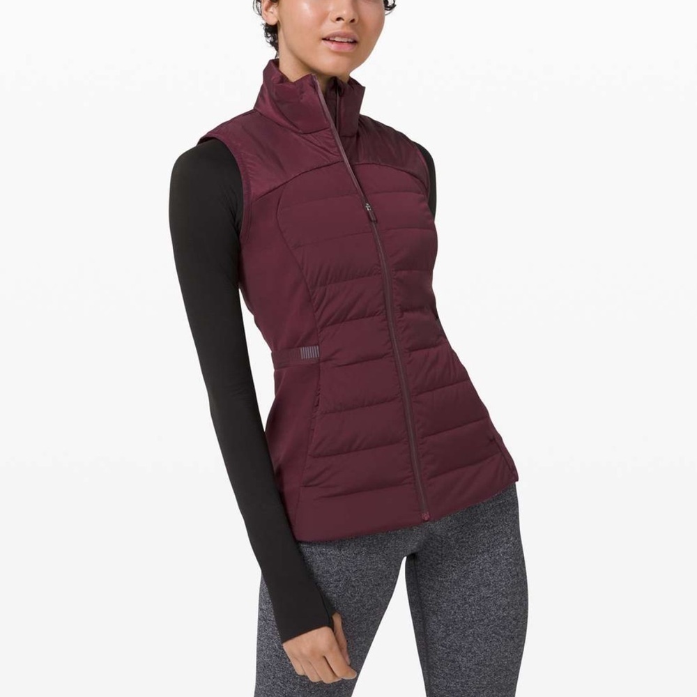 Lululemon Down For It All Vest, Puffer Vest in Burgundy, Size 4 style: W4AQLS